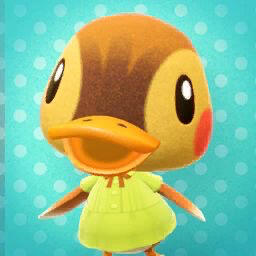 Molly the duck villager from the animal crossing new horizons game
